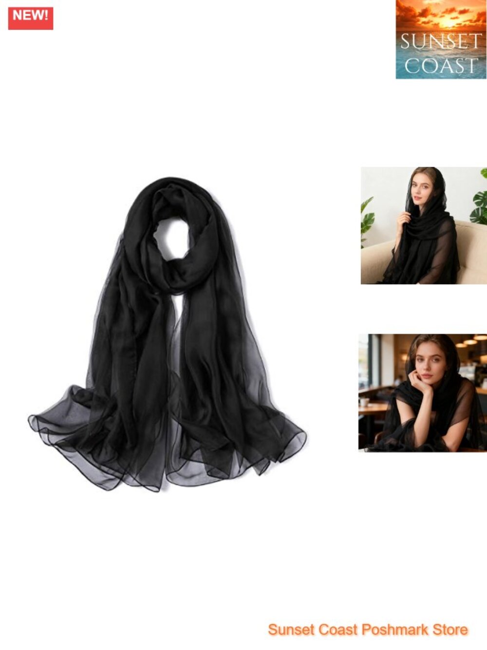Long Silk Feeling Fashion Scarf Wrap Lightweight Shawl for Women